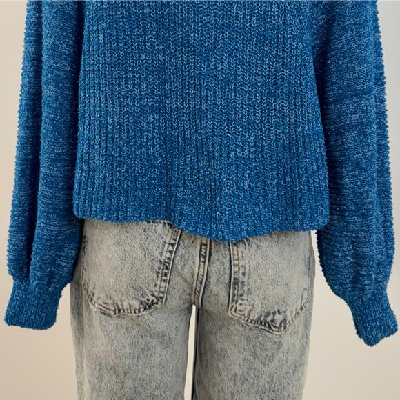 Free People Edessa Off-The-Shoulder Sweater Pullover Blue Size XS Oversized - Picture 7 of 9